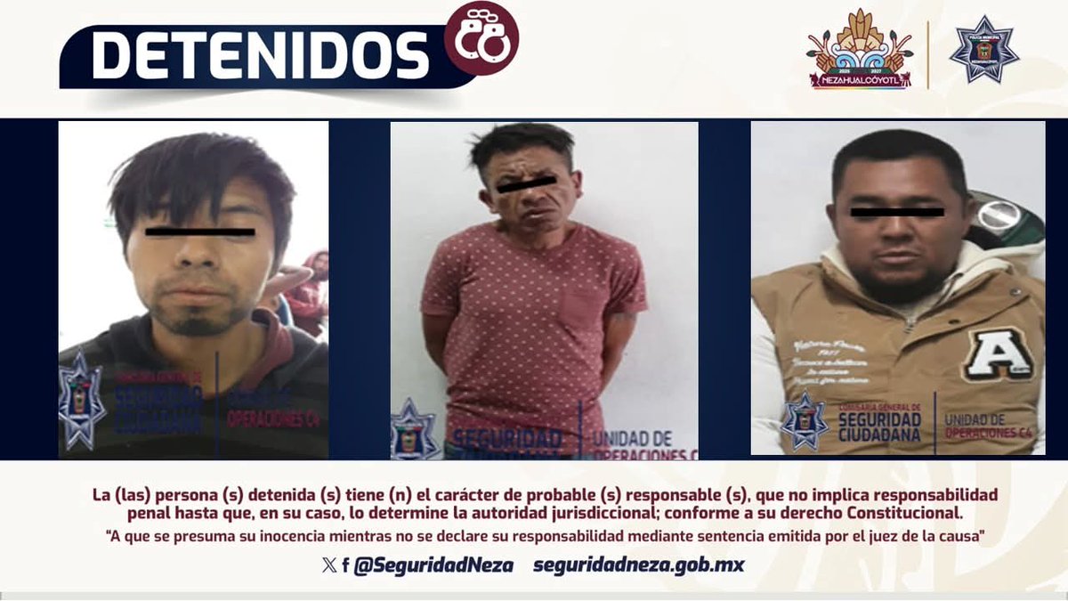 seguridadneza's tweet image. 🔵 #Detenciones | Por delitos contra la salud. 

Elementos de la Comisaría General de Seguridad Ciudadana de Nezahualcóyotl, realizaron la detención de tres personas en diferentes hechos, relacionadas presuntamente con delitos contra la salud. 

facebook.com/share/p/19jA92…