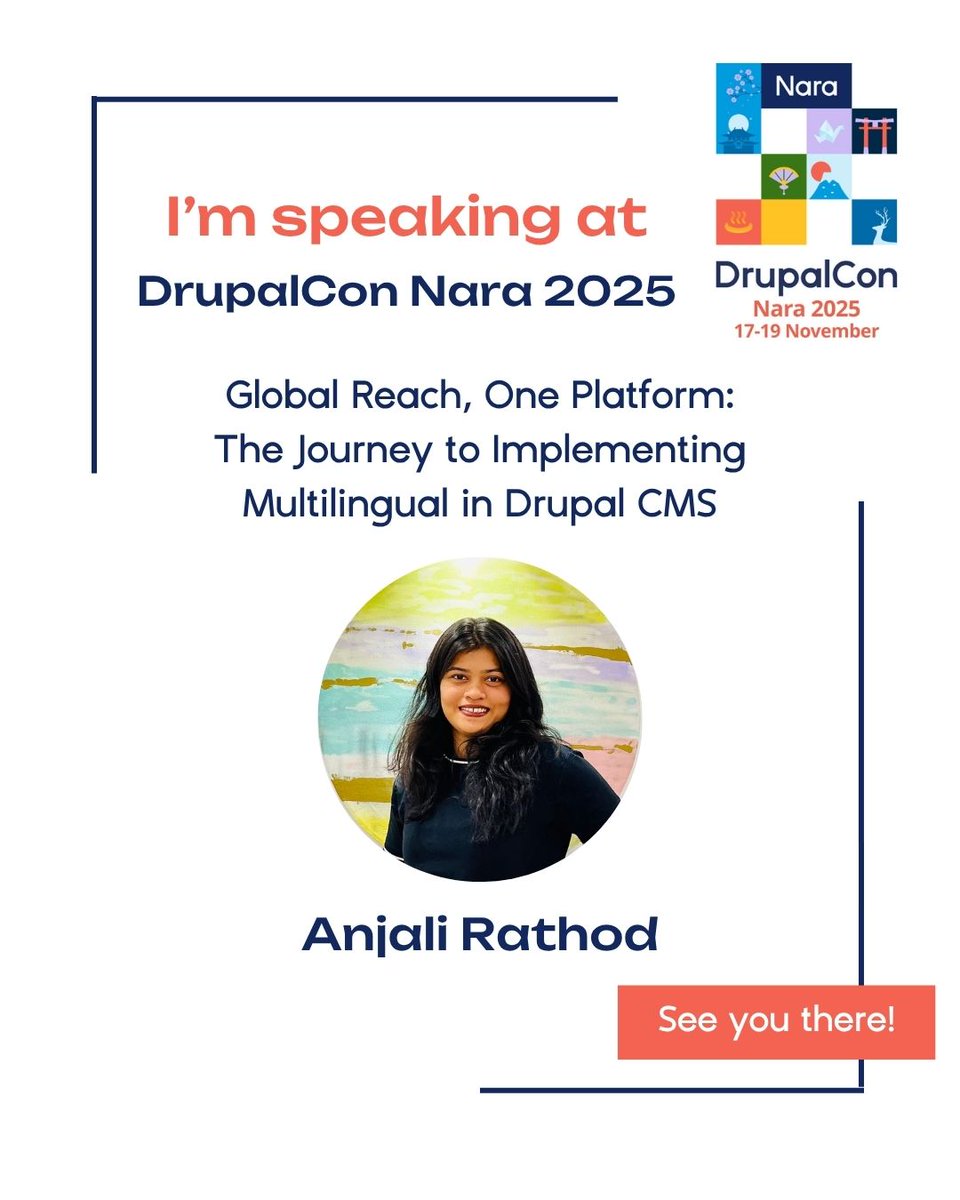 DrupalCon Nara 2025 (@drupalconasia) on Twitter photo Anjali Rathod と Yolanda Górriz によるセッション「Global Reach, One Platform: The Journey to Implementing Multilingual in Drupal CMS」では、
🗣️ 本セッションは英語で行われます。
📅 11 月 17 日 | 🕓 16:15 | 📍 飛天 C/D
 #DrupalConNara #DrupalConAsia #OpenSource Anjali Rathod と Yolanda Górriz によるセッション「Global Reach, One Platform: The Journey to Implementing Multilingual in Drupal CMS」では、
🗣️ 本セッションは英語で行われます。
📅 11 月 17 日 | 🕓 16:15 | 📍 飛天 C/D
 #DrupalConNara #DrupalConAsia #OpenSource
