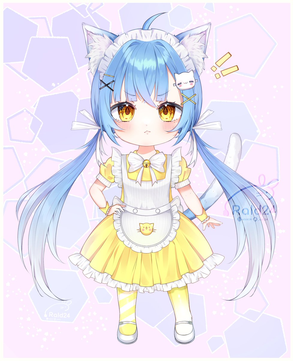 I drew a neko-maid cutie~~ ૮₍ ´ ꒳ `₎ა 💛

#chibi #animeart #vtuber #commissionsopen #art