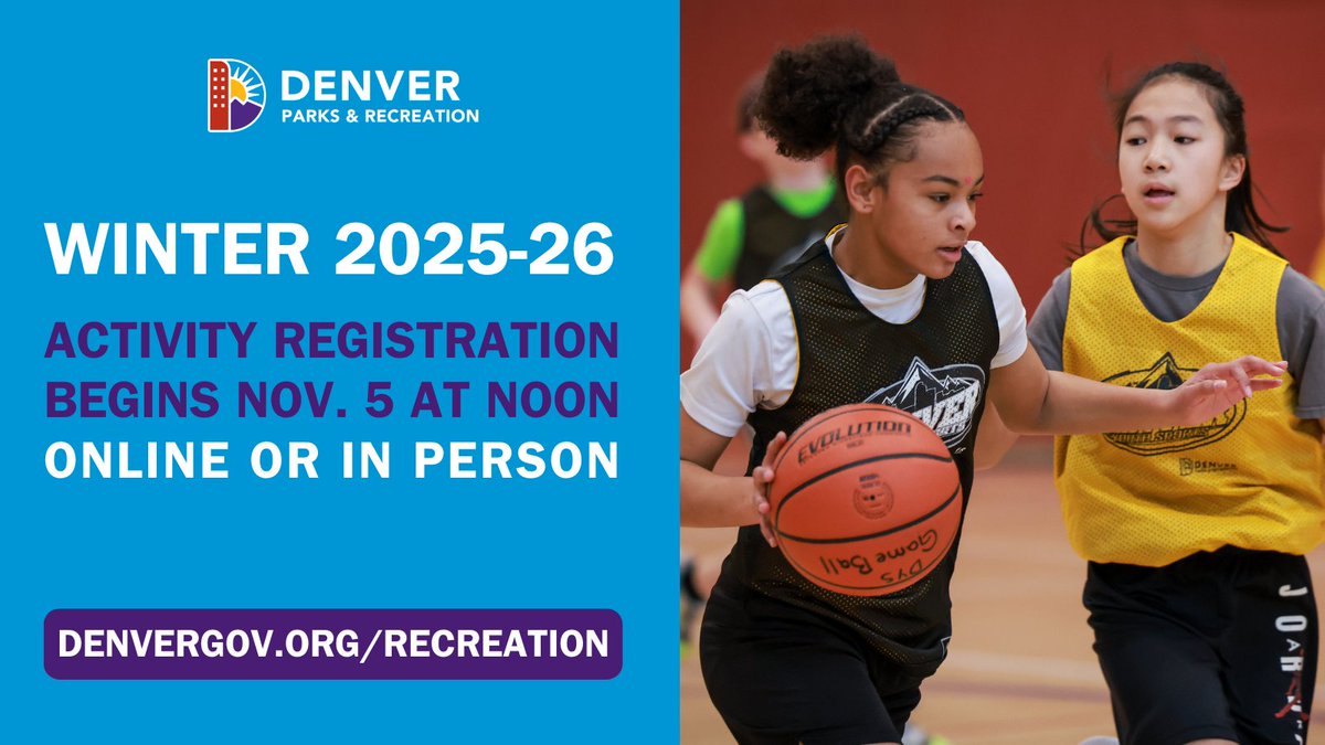 Cold winter months don’t have to keep you cooped up at home.

Denver Parks &amp; Recreation’s Winter Activity Guide is here! Winter registration opens Wednesday, November 5 at noon— mark your calendars and don’t miss out!