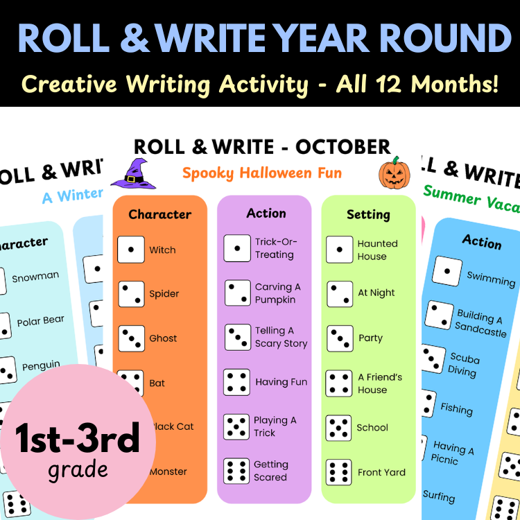 teachingwithtay's tweet photo. 📝 Make writing fun all year long!

Students roll the dice to create seasonal stories filled with imagination — from snowy days to sunny adventures! ☀️❄️

Includes 12 themed Roll &amp; Write activities for Grades 1–3. ✏️

Grab the full bundle ⬇️
https://t.co/YnCNVtnLh7 https://t.co/ov1iWUF7BW