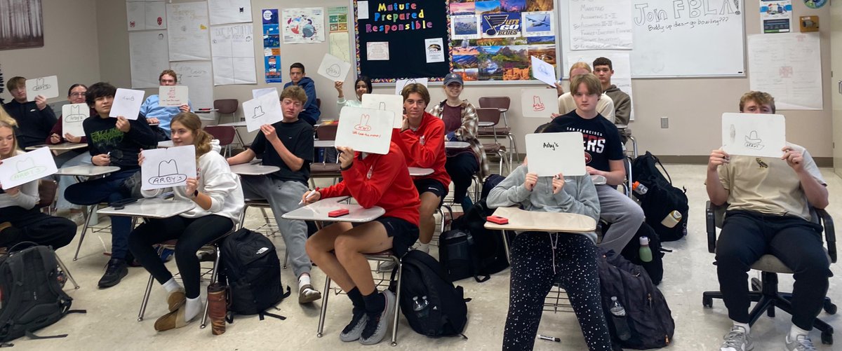 MrsKasperTHS's tweet image. When the whole network is down but you’re just starting the Branding chapter in marketing… that means trying to draw logos from memory! We all got some laughs from our (in)ability to draw logos like Dairy Queen, Arby’s, Toyota, and more! #TriadTogether