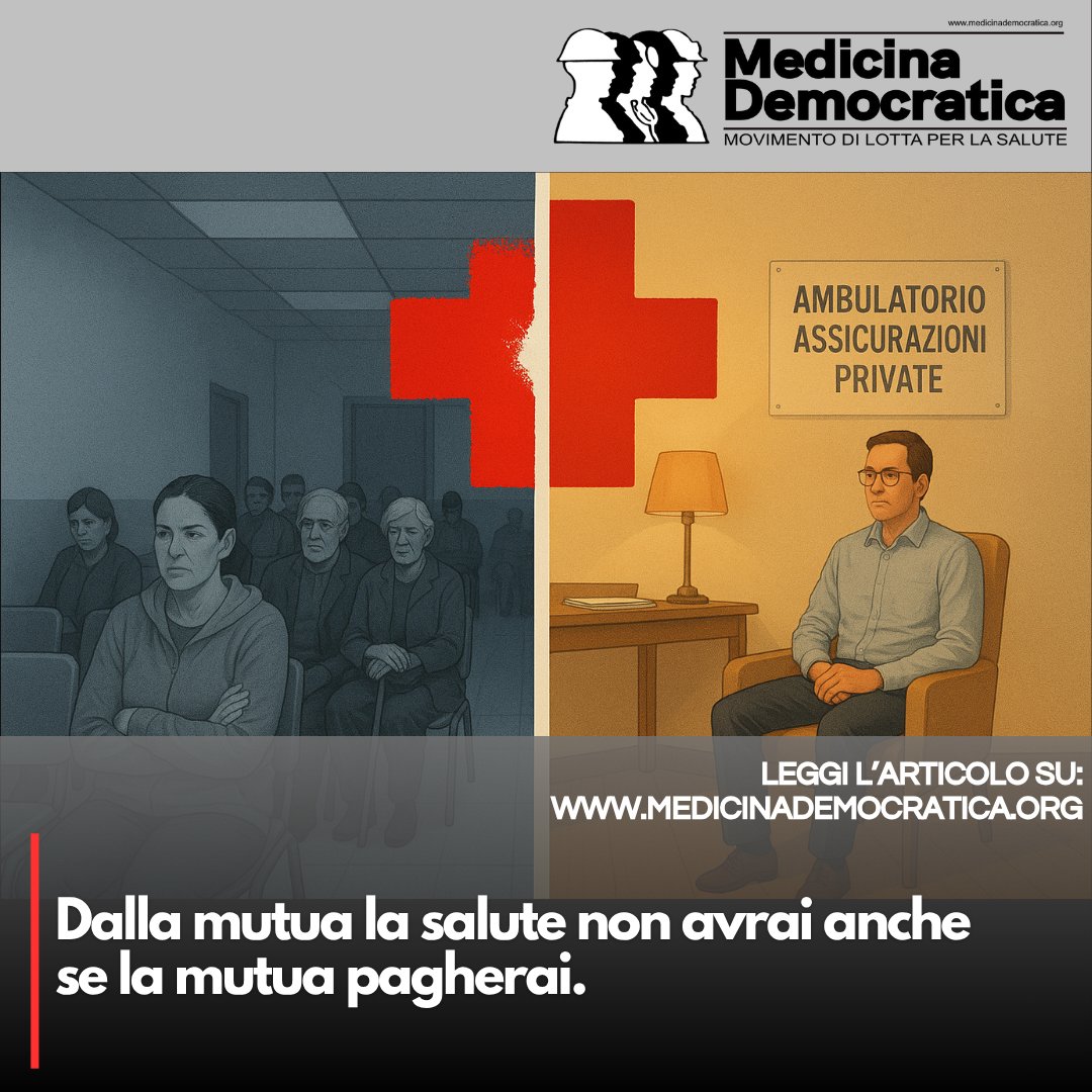 mdonlus's tweet photo. https://t.co/LRyKDRLggc
La Lombardia ha deciso: chi ha mutua o assicurazione può accedere prima alle prestazioni del SSN. Chi no, aspetta.
Medicina Democratica chiede mobilitazione: questo non è futuro, è un ritorno al pre-1978.
👉 Leggi: https://t.co/LRyKDRLggc
#SanitàPubblica https://t.co/aAE8NCJrsR