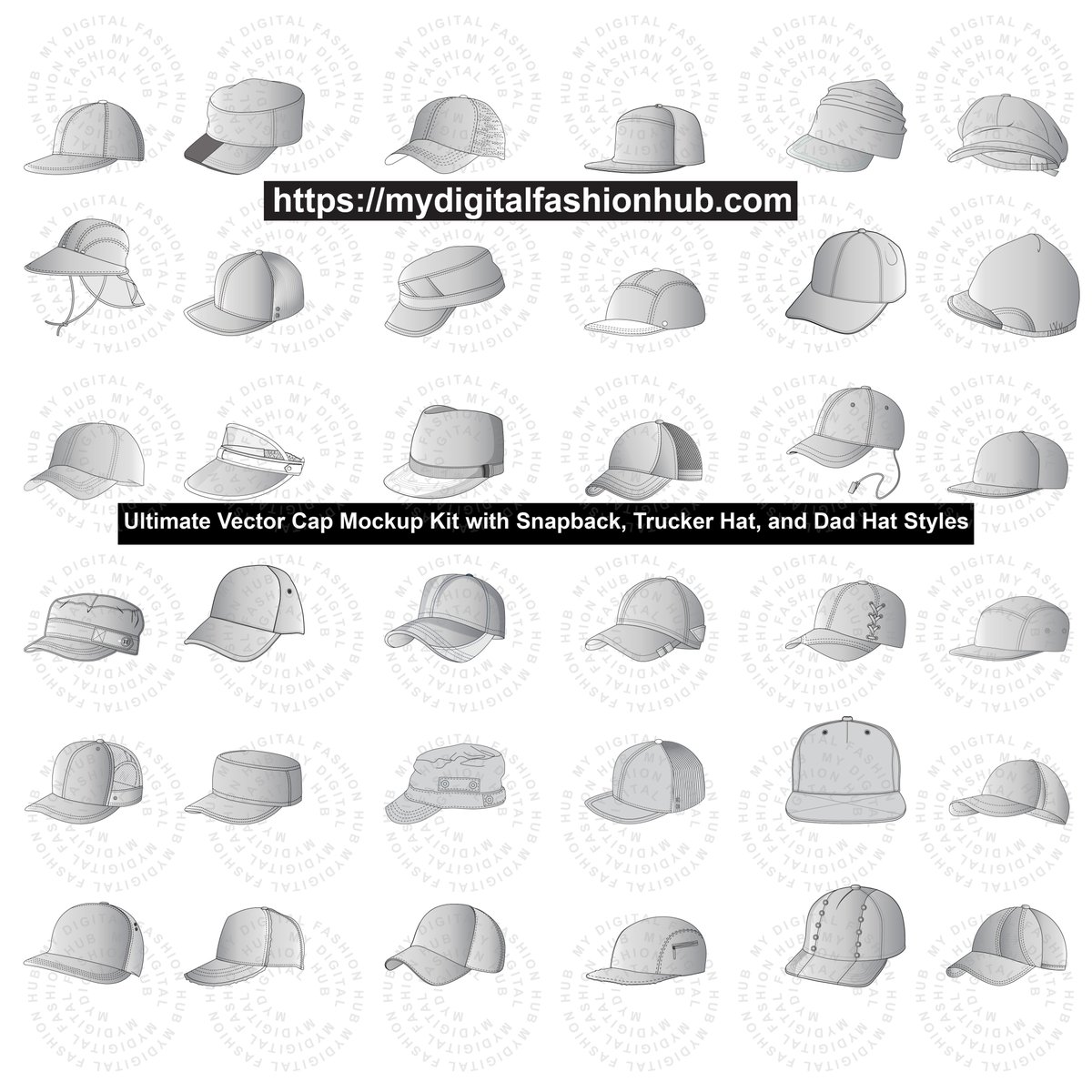 MDFH2024's tweet image. 12+Vector Cap Mockups  Designed for Real Designers. Snapback, Trucker, Dad Hat, Beanie, Visor &amp;amp; more  all fully editable in AI format. Precision stitching, realistic panels, Which cap style defines your brand identity? 
#CapDesign #DigitalFashion #Mockup #DesignTools #Illustrator