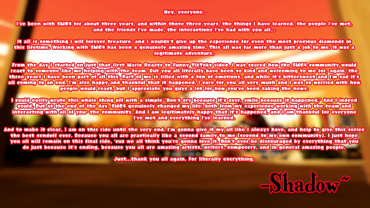 I'm not a wordy guy, but

I'm still so grateful for everything. Thank you <a href="/smg4official/">SMG4🍝</a> and <a href="/kevdevz/">Kev</a> for literally changing my life.