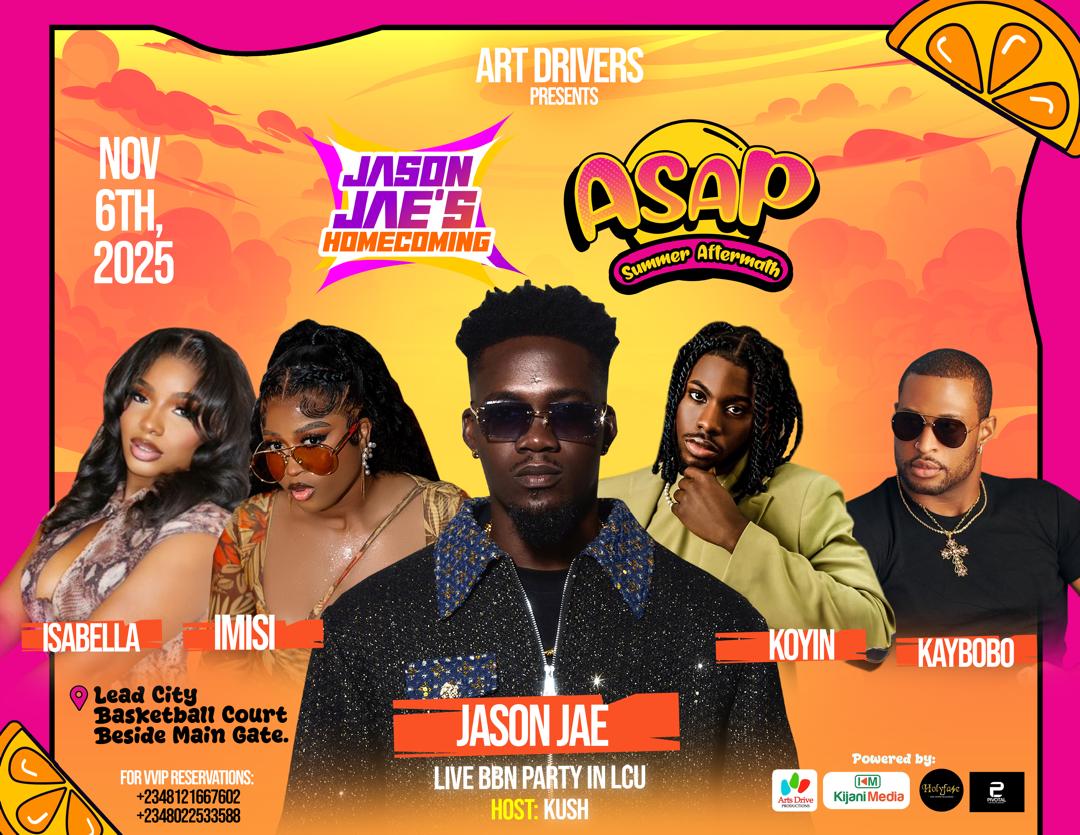LCUTV's tweet image. What’s an homecoming without family and friends 😍

 Jason Jae isn’t coming alone, he’s coming home with your IMISI , ISABELLA, KOYIN &amp;amp; KAYBOBO🔥

Get your party gears ready, THE KING OF THE STAGE is set to bring the BBN party to LCU.

ASAP Summer Aftermath is here🔥

TICKETS:👇