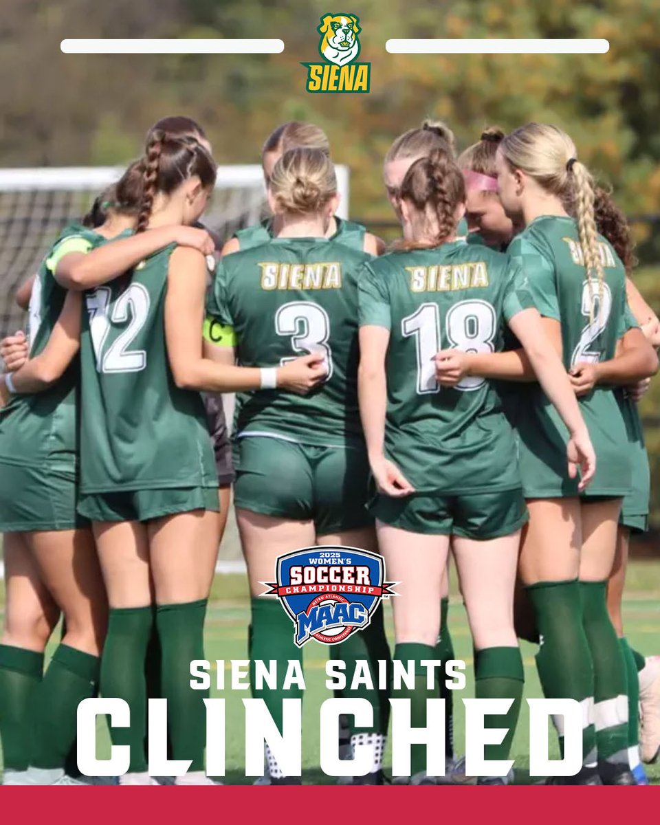 𝐂𝐋𝐈𝐍𝐂𝐇𝐄𝐃

With their win today and results from around the league, <a href="/SienaWSoccer/">Siena Women's Soccer</a> have secured their spot in the MAAC postseason!

#MAACSports x #MAACWSOC