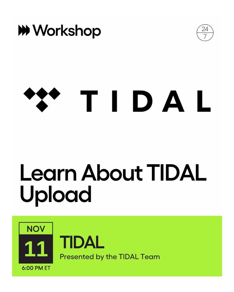 Join our Exclusive Playlisting Workshop with TIDAL on Nov 11, 2025 (6–7PM EDT) — get insider tips, live feedback, and discover how to earn up to $100/day through their new Spotlight Program.

Link in bio!