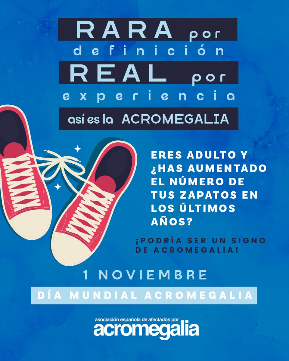 🌍 1 de noviembre: Día Mundial de la Acromegalia
Rara por definición, real por experiencia.
Hoy queremos dar voz a todas las personas que viven con acromegalia. 💙
#DíaMundialDeLaAcromegalia #VisibilidadAcromegalia