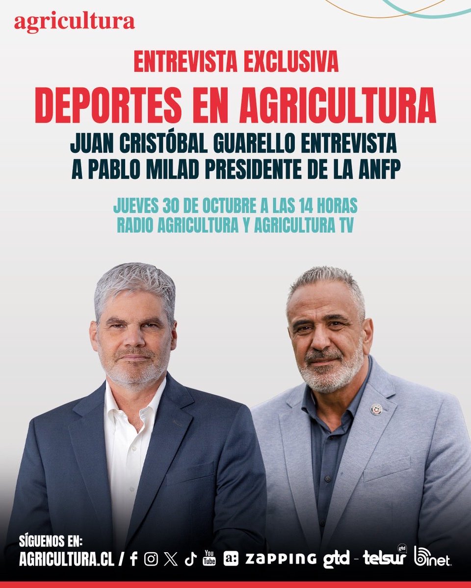 Imperdible lo que se viene mañana en <a href="/Deportes921/">Deportes en Agricultura</a> 

92.1 📻 a las 14:00 hrs y también por YouTube, ya saben!
#guarello #milad