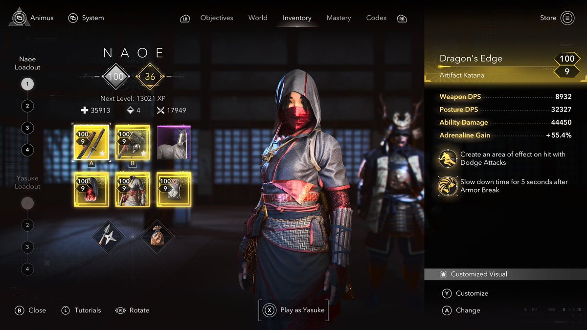 Ghost_LoMein's tweet image. Finally, in the level 100 Club on Shadows. Now, to finish the Knowledge 10 Mastery Tree, I will probably complete it in my 2nd NG+ (3rd playthrough) after the i play the Mirage update.  #AssassinsCreedShadows #AssassinsCreedMirage #Level100