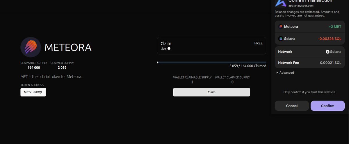gm

Claim Website for MET is live, you have 2 weeks to claim

Allocation is based on both the amount of ZERO you hold and for how long 
The snapshot was on MET TGE (23/10/2025)

Link : app.analysoor.com
