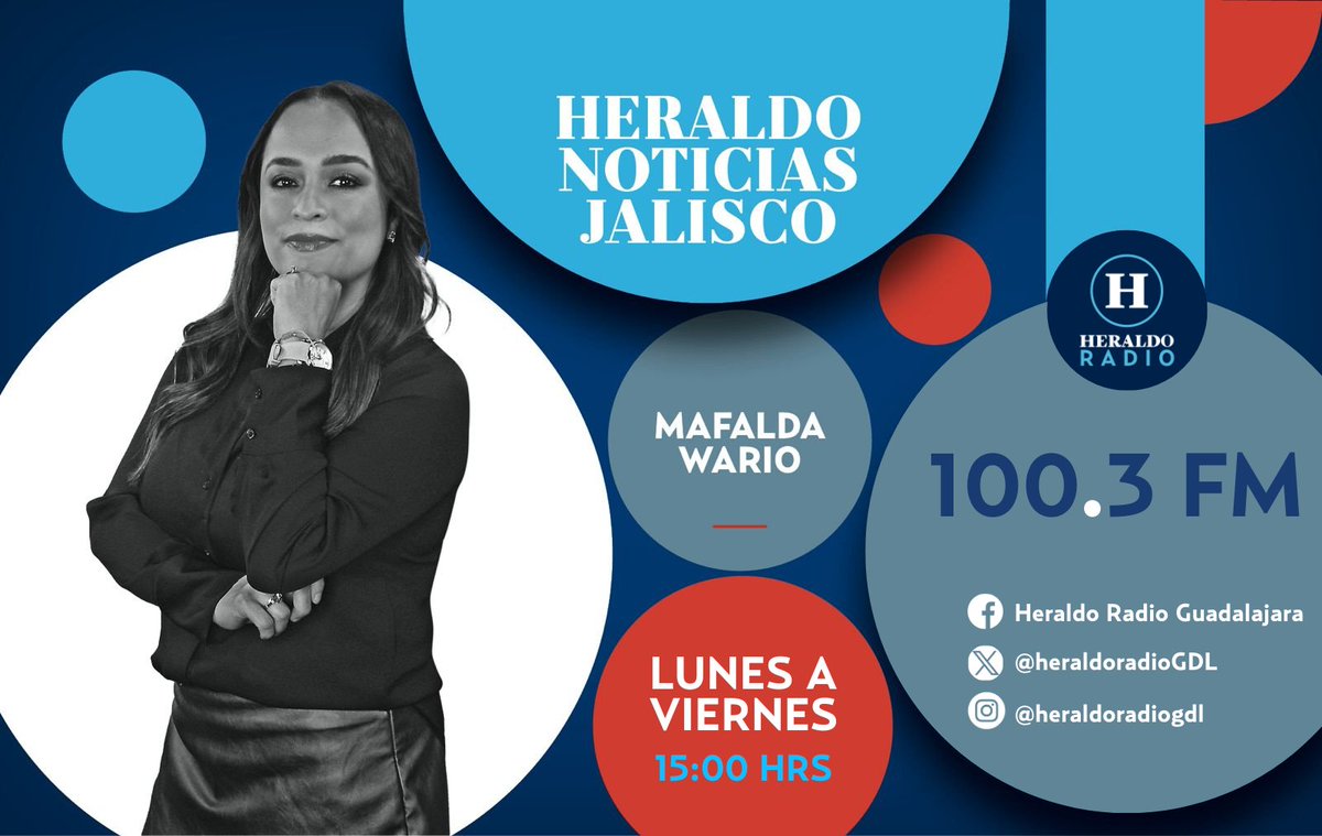 heraldoradioGDL's tweet photo. 📻 Sintoniza a Mafalda Wario en #HeraldoNoticias Jalisco

Mantente al tanto de la información más relevante.

Escúchala en el 100.3 FM o por internet ▶️ https://t.co/1Olir4HUkq en punto de las 3 pm.

🎙️: @mafaldawario https://t.co/z3ukmBo9Az