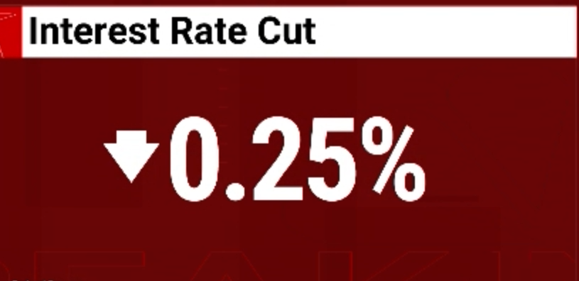 The Federal Reserve cut the interest rate by 0.25% on Wednesday