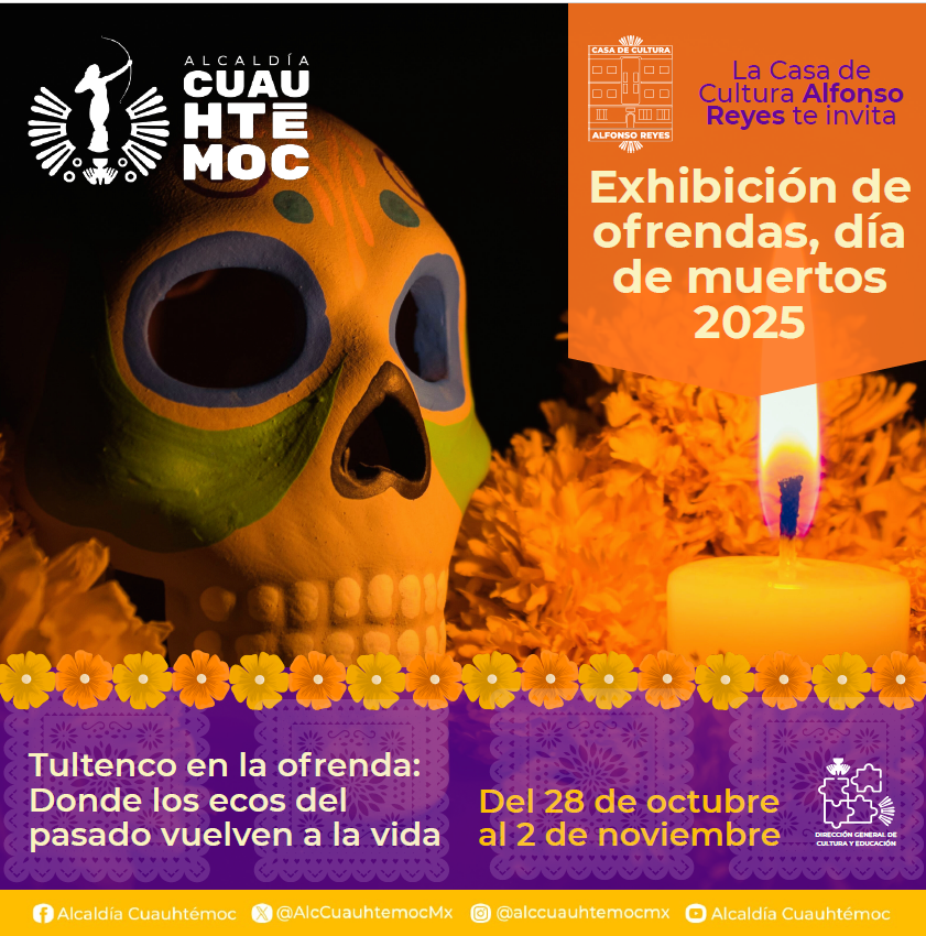 ZoquipanSur's tweet photo. El Día de Muertos llega a la Casa de Cultura Alfonso Reyes, que se une a esta celebración junto con sus talleristas para rendir homenaje al desaparecido Canal de La Viga, el cual durante siglos dio vida al lugar. Habrá ofrendas, música y teatro del 28 de octubre al 2 de noviembre https://t.co/99THXVjw5O