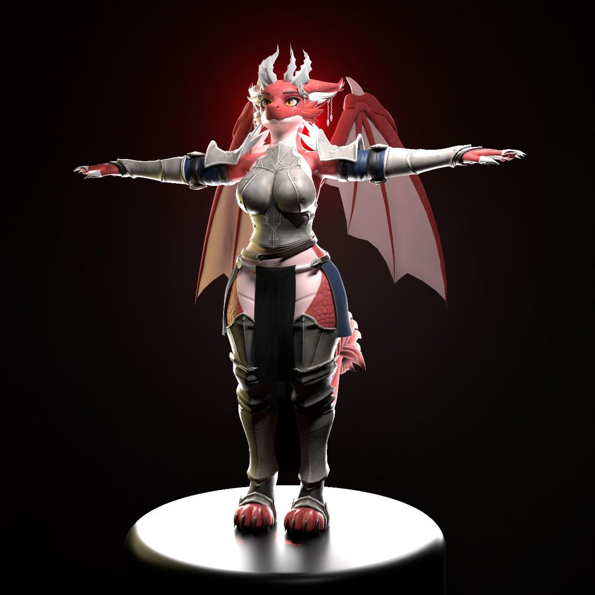Eleanor_VT1's tweet image. Just finished working on this dragon warrior model 🐉✨
Still improving, but I’m really happy with how it turned out!
#3dart #vtubermodel #DragonDesign #Blender #3dmodeling 
💌 DMs open for commissions! #commissionsopen