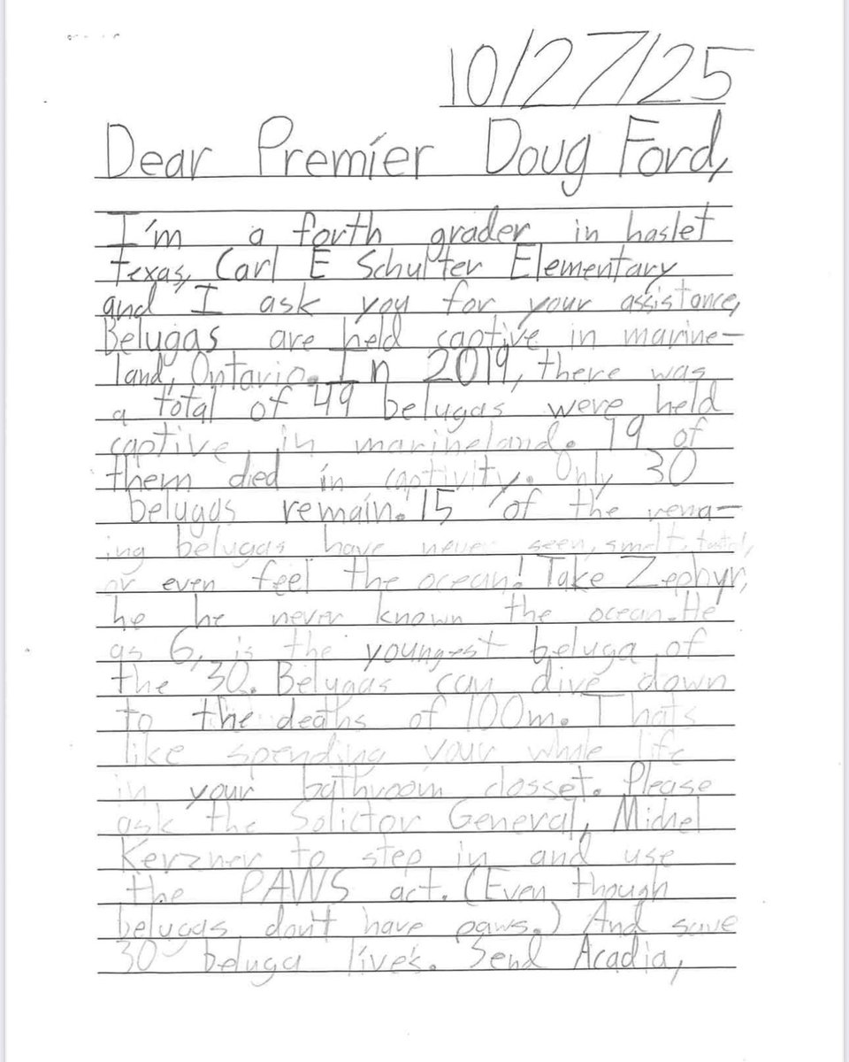 RFriend_Class's tweet image. My 4th graders wrote letters to Premier Doug Ford to help save the 30 remaining belugas at Marineland in Ontario, Canada❤️🐳 @MoveTheWorld @Whale_Sanctuary @bayviewglenps1