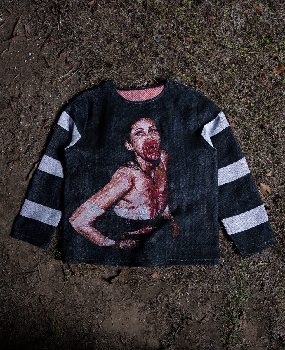 4xx1111's tweet photo. Jennifer’s Body halloween woven crewneck https://t.co/YH7JQxZjGs