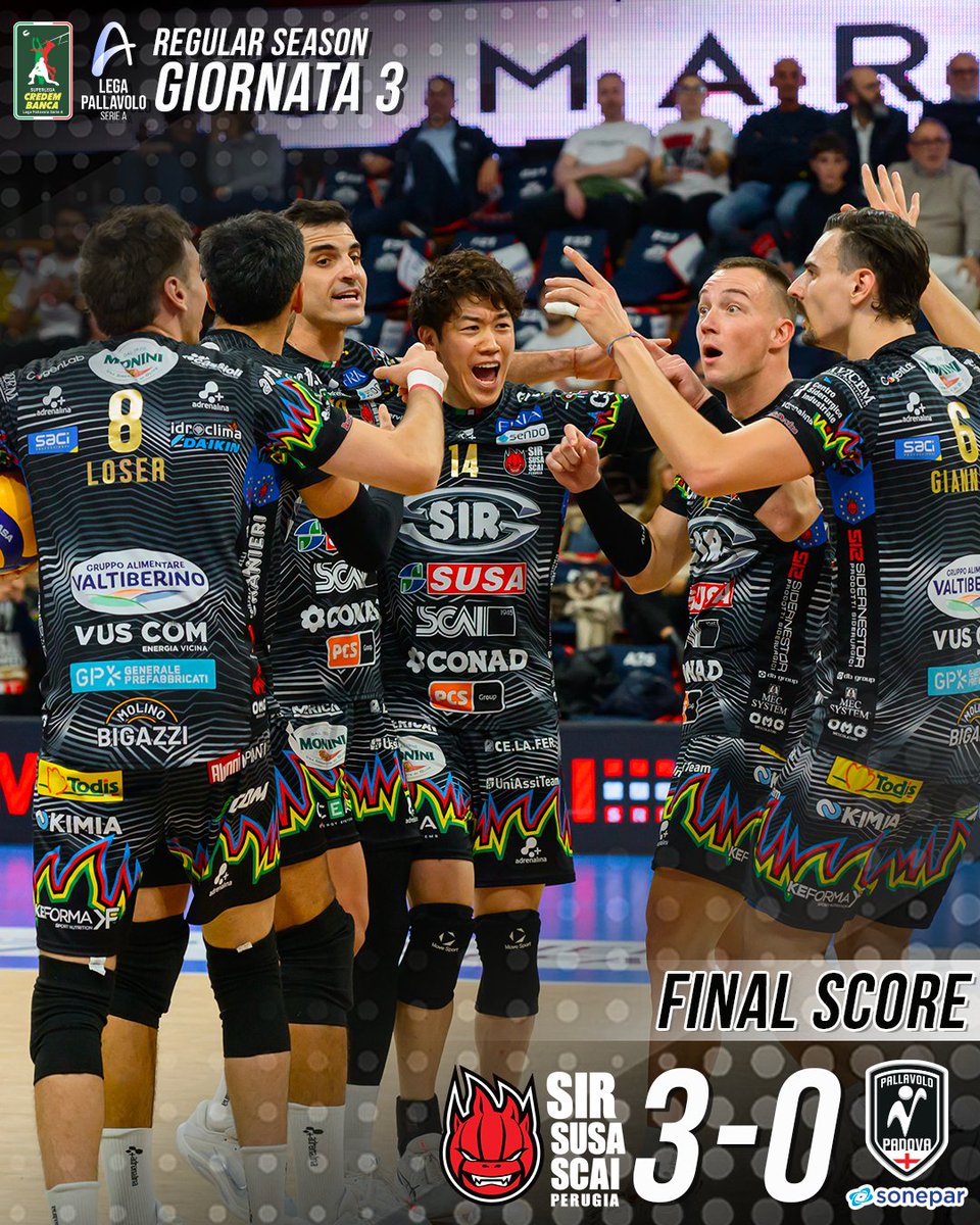 SIRVolleyPG's tweet photo. Vittoriaaaaaa!😎😎

🏐 Sir Susa Scai Perugia - Sonepar Padova 3-0 (25-15, 22-16, 25-21)

#BlockDevils #superlega https://t.co/BlrnrcSlB4