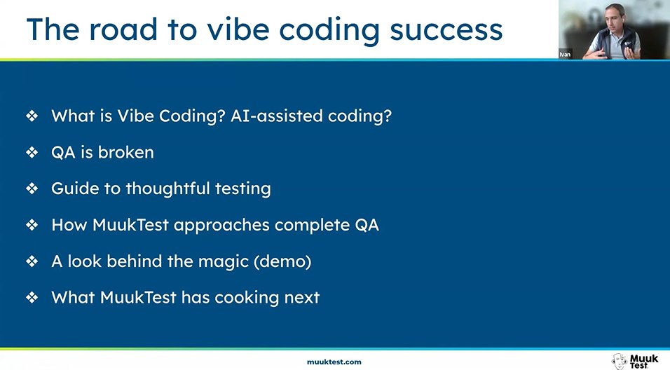 Missed our first Quality Bites? ⚡
No worries! Catch <a href="/ibarajasvargas/">Ivan Barajas Vargas</a> breaking down how to keep quality in sync with vibe coding in our on-demand replay!

🎬 Watch recording here: us06web.zoom.us/webinar/regist…
 
#SoftwareQuality #QA #AI #VibeCoding