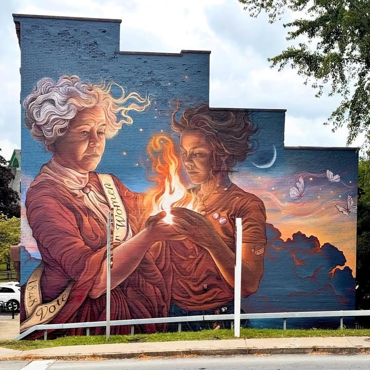 Imagein8's tweet image. &quot;The Flame Keepers&quot; by Mandi Caskey at 37 Fall St. in Seneca Falls, New York.
📸 STREET ART UTOPIA 
#LocalArt #CreativeCommunity #NewYorkArt