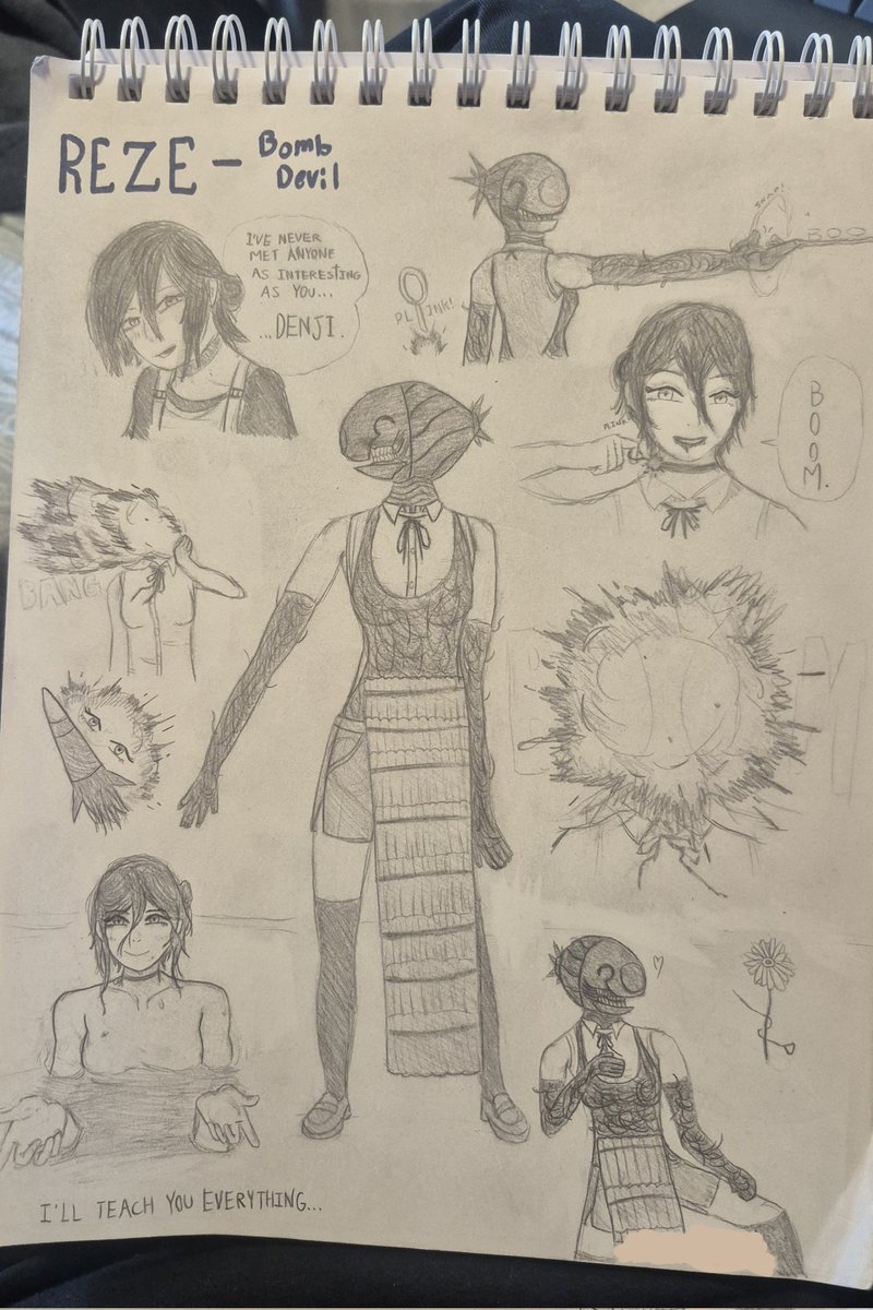 feeling_cozy's tweet image. A friend suggested I share my artwork online so here's some Reze sketches I made throughout the week.

#chainsawman    #rezechainsawman #fanart