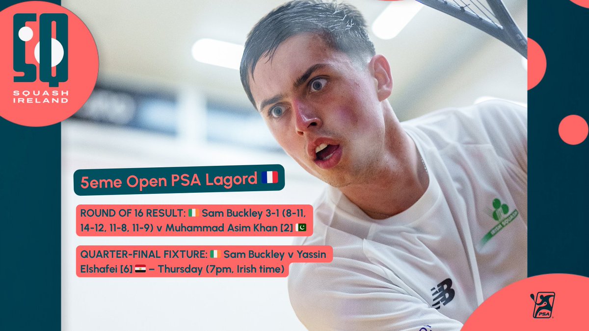 What a fantastic result in France for our PSA men's No.104, beating the No.75... 💪

- Next in his quest to break into the top 100 for the first time is a last eight clash with the No.92. #squashireland #squash #ireland #stepintosquash #irishsport
