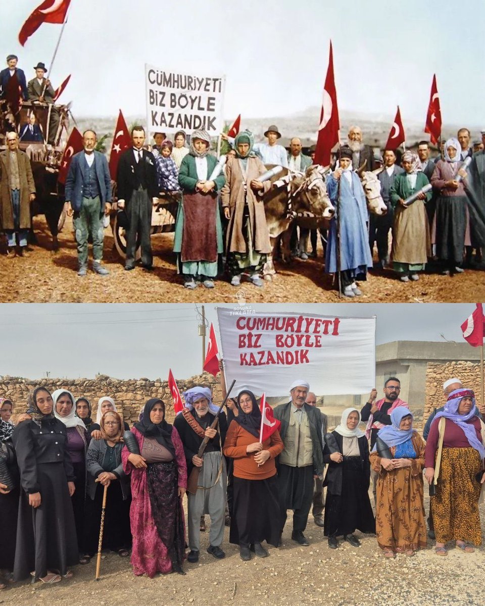 kasmgk1's tweet photo. Şanlıurfamızda 'Cumhuriyet' fotoğrafı yeniden canlandırıldı.#Cumhuriyet bayramı https://t.co/QOfmjfRA5G