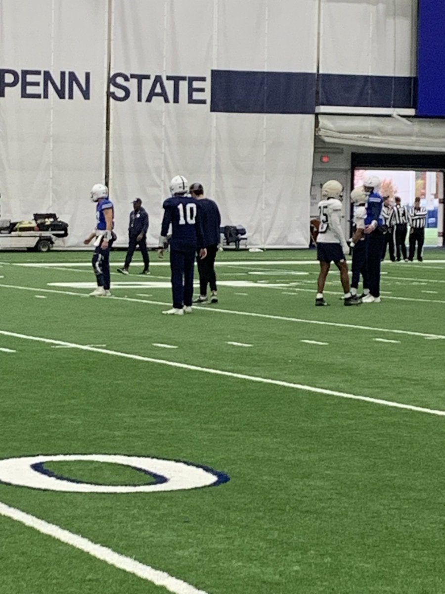 QBs Ethan Grunkemeyer and Bekkem Kritza are running drills with Nick Singleton, Kaytron Allen, Quinton Martin and Corey Smith

Jaxon Smolik was practicing short throws with Cam Wallace and the WR room behind this group