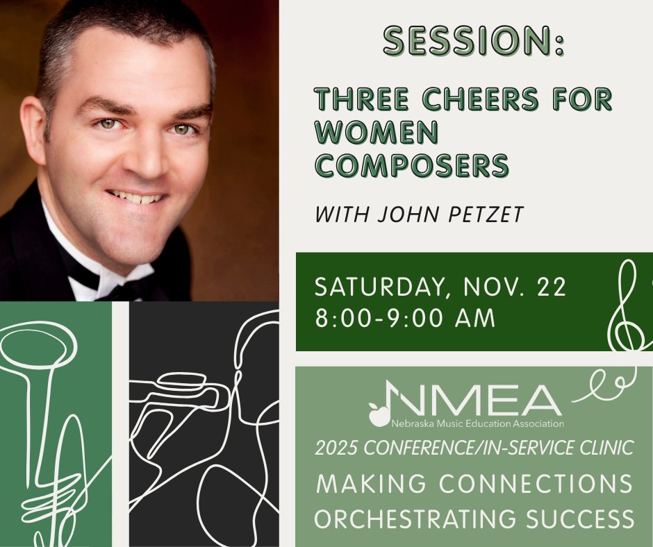Three Cheers for Women Composers👭
John Petzet highlights incredible works by women composers, offering resources, recordings, and insights for choirs of all levels.

Join us at the 2025 Conference/In-Service Clinic: nmeanebraska.org/2025-nmea-conf…