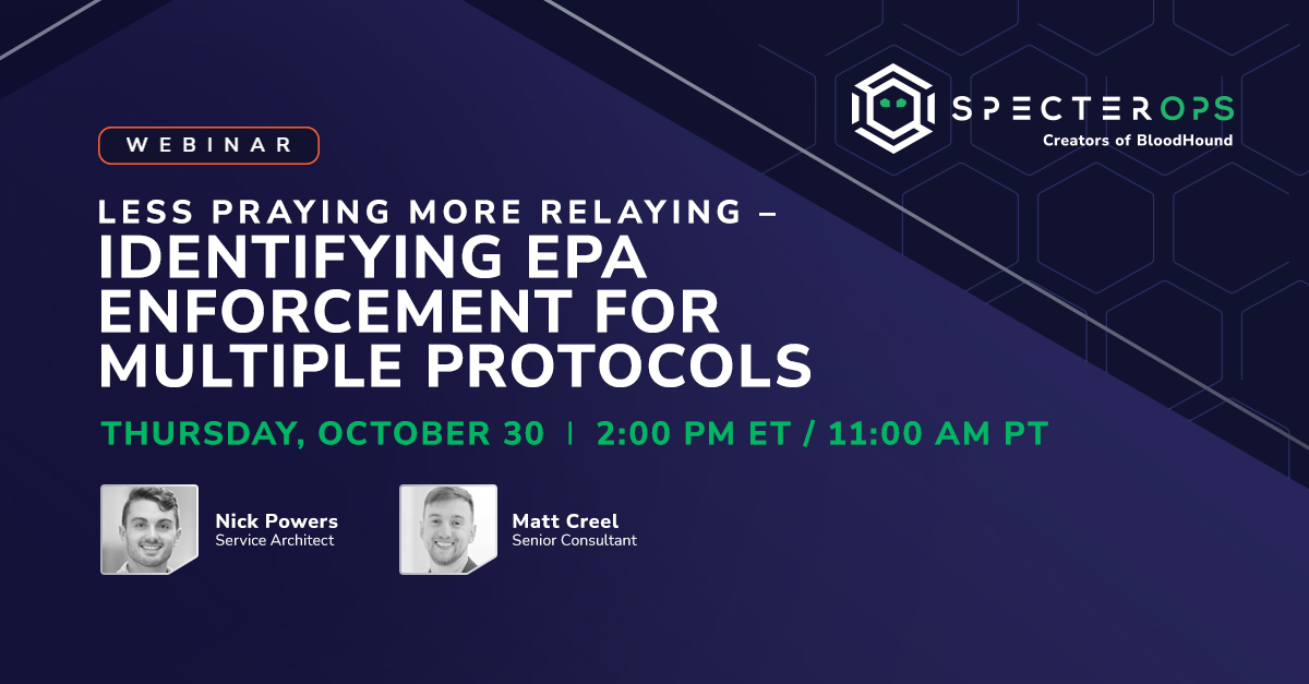 NTLM relay research is evolving!

Join <a href="/zyn3rgy/">Nick Powers</a> &amp; <a href="/Tw1sm/">Matt Creel</a> TOMORROW as they share new methods to enumerate EPA enforcement across MSSQL, HTTP, &amp; more—and intro RelayInformer, expanding attacker-perspective coverage for key protocols.

Grab your spot → ghst.ly/web-oct-tw