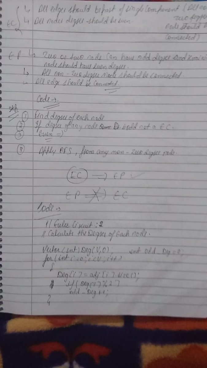 shashi_bk_23's tweet image. 🚀 Day 17 of My Graphs Journey with Rohit Negi!
After exploring BFS-based problems yesterday, today I delved into one of the most elegant topics in Graph Theory — Euler Path and Euler Circuit. 🎯
 #Day17 #GraphTheory #EulerPath #EulerCircuit #DSA #RohitNegi