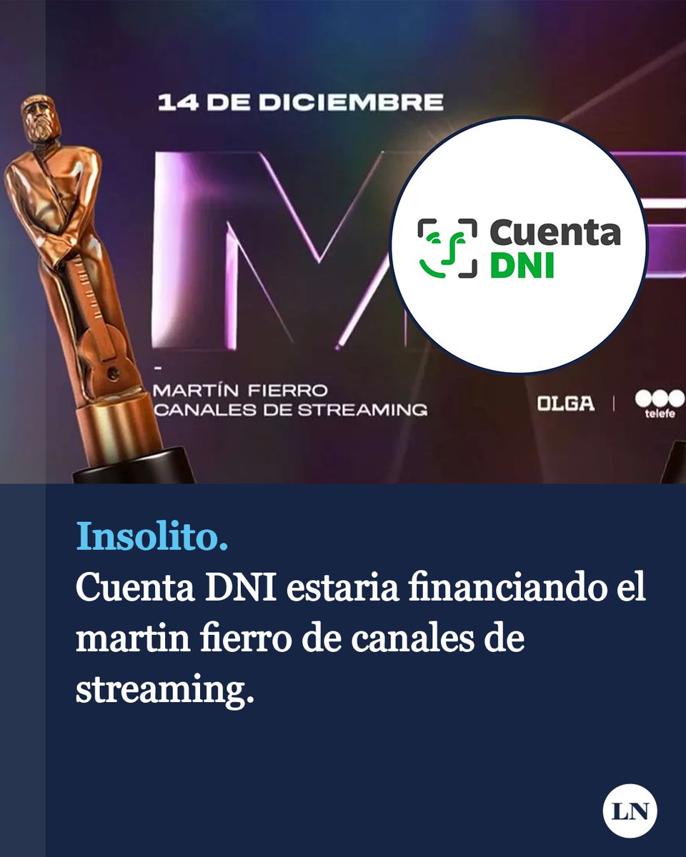 "Martín Fierro":
Porque informan que Kicillof a través de Cuenta DNI está financiando las nominaciones y bajando línea ideológica de la gala de premios.