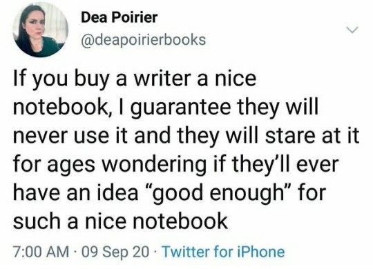 Very true *glances at my 10 gorgeous unused notebooks*💀🤣