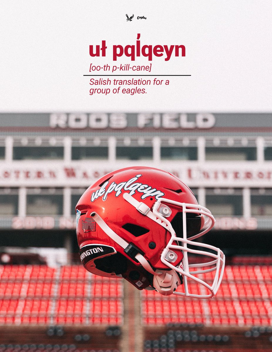 We’re excited to partner with the <a href="/KalispelTribe/">Kalispel Tribe</a> &amp; <a href="/NorthernQuest/">Northern Quest</a> for our Native American Heritage Month Kickoff game this Saturday! We’ll be wearing a special helmet decal which is the Salish translation for a “group of eagles”.

#GoEags #EKG #ProtectTheRed