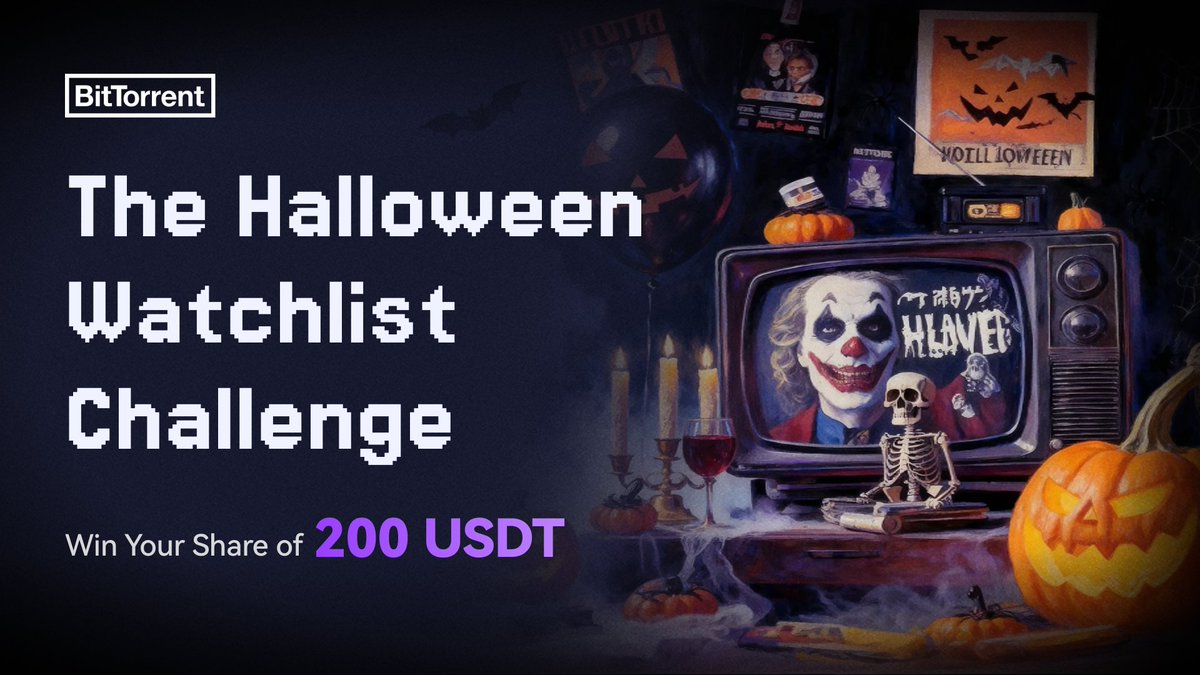 shuchu101's tweet image. 🎃 萬聖節觀影挑戰正式開啟！
立即加入 #BTT 社群活動，分享你最愛的恐怖或驚悚電影，
一起用電影點燃這個萬聖夜的氛圍，還有機會贏取 200 USDT 獎勵！

📅 活動時間：10月27日 – 11月2日（SGT）
👻 參加方式：
▫️ 追蹤 + 按讚 + 轉發活動貼文
▫️ 在留言中寫下你最愛的 3 部恐怖或驚悚電影，並標註 3