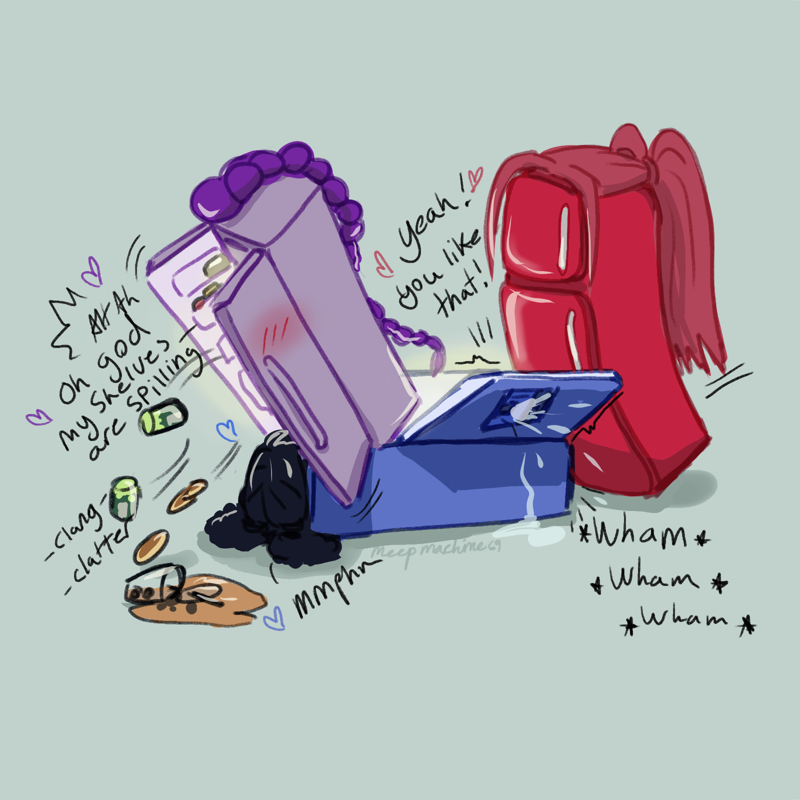 MeepMachine69's tweet photo. This fandom is wild, I was working on this when I saw that @jock_wock beat me to the fridgetrix debauchery! their work is so funny!  Bless @pupfss for this gift of #fridgetrix #polytrix https://t.co/sp289aOlc6