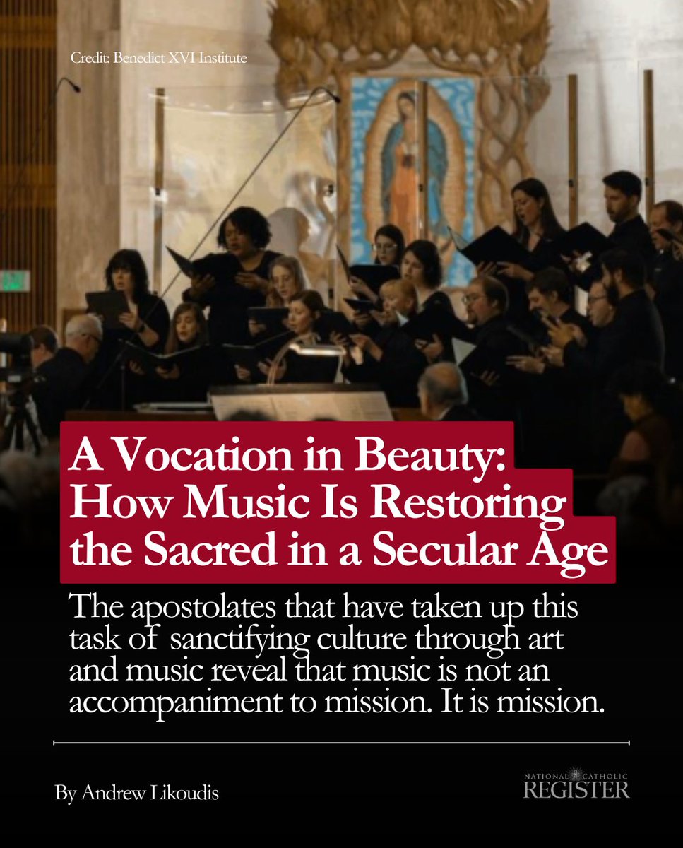 NCRegister's tweet image. The apostolates that have taken up this task of sanctifying culture through art and music reveal that music is not an accompaniment to mission. It is mission.

Full article: ow.ly/1Co950XjZ0h