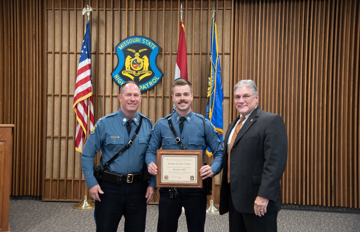 Saluting <a href="/MSHPTrooperGHQ/">MSHP General HQ</a> Trooper Lyndon Carson, our DPS Sworn Team Member of the Month. He did a  superb job investigating when a vehicle crashed into and killed a pedestrian. With little evidence at the scene, he built a case with video from a camera that captured the crash.