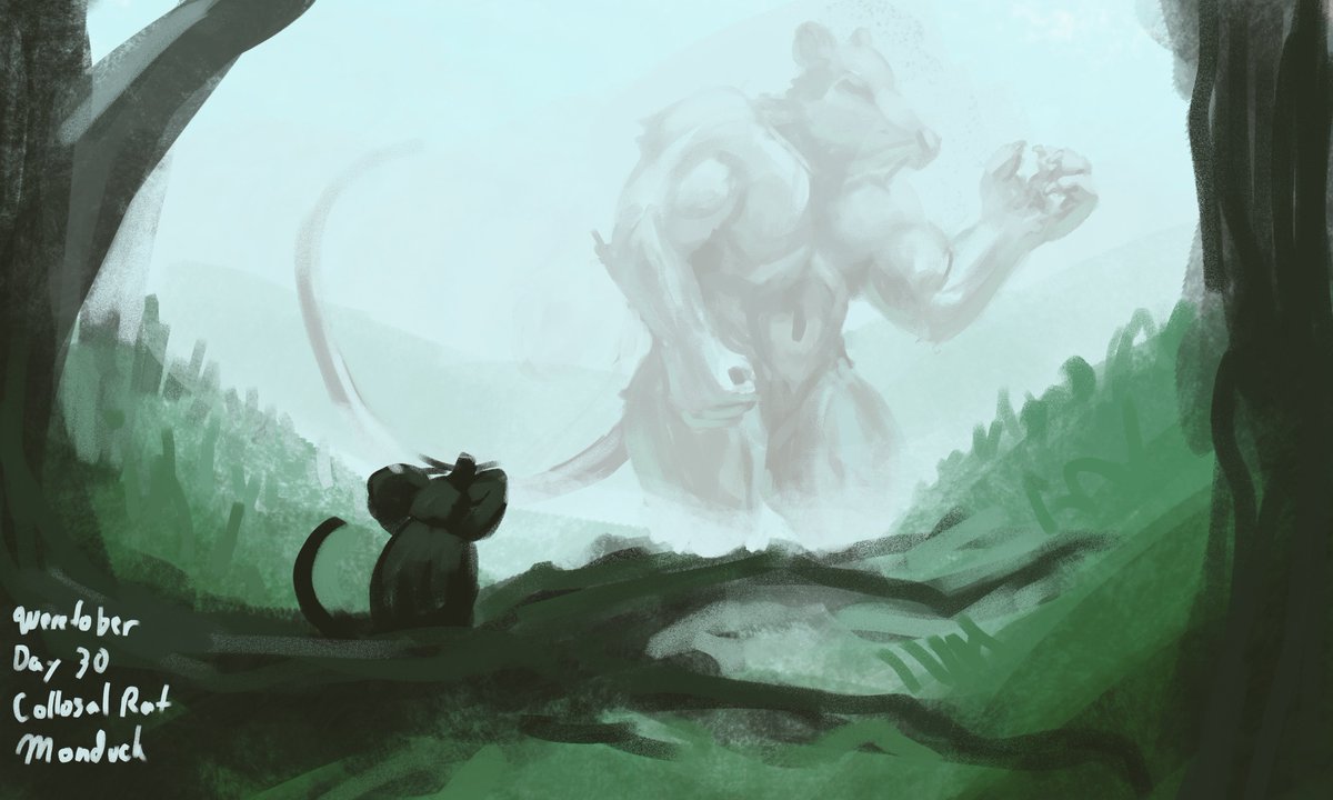 Day 30 of <a href="/TFiddlerArt/">Taran Fiddler</a> 's #Weretober2025  Todays theme is Colossal Rat.

#weretober