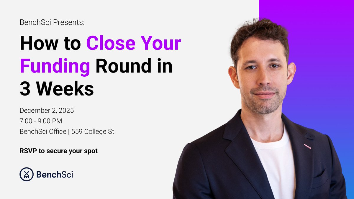 BenchSci's tweet image. 🚀 Calling all #Toronto founders!

Join us for a free event on startup fundraising — learn how to build investor momentum, craft your story, and scale with confidence.

🎟️ RSVP here→ docs.google.com/forms/d/e/1FAI…

#TorontoStartups #Fundraising #TechTO #Entrepreneurship
