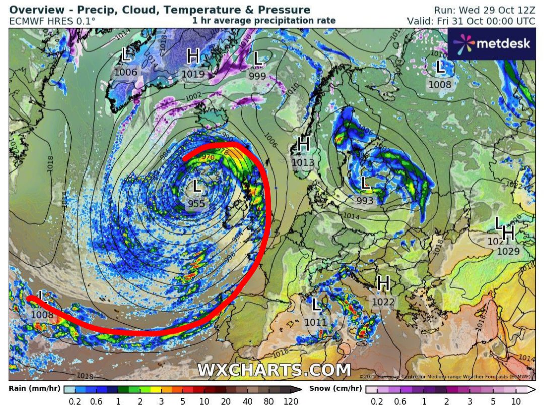 Bit of a sting in the tail of the system heading to the UK on Thursday/Friday. 
Scotland (1)
England (2)