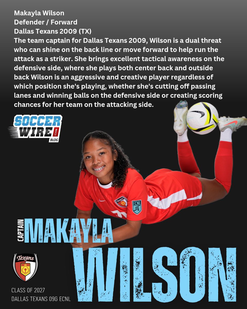 Thank you SoccerWire for including me in the article “Players to Watch: ECNL Girls Phoenix National Event (Fall 2025)

linktr.ee/mnwilso09

Class of 2027 / 09 Center-Back /@mnwilso_09 /Non-Verbal Committed /

<a href="/Texans09gECNL/">Dallas Texans 09G ECNL</a>
<a href="/ImYouthSoccer/">ECNL/GA/Recruiting/College Soccer</a> <a href="/ImCollegeSoccer/">College Soccer Truth ™</a> <a href="/ECNLgirls/">ECNL Girls</a>