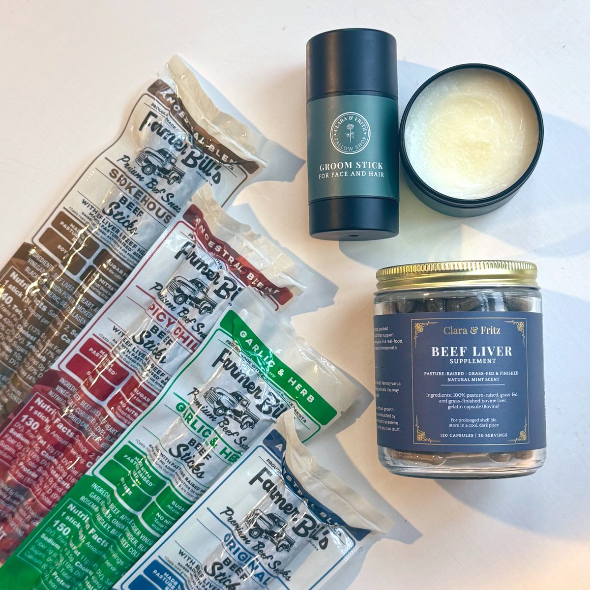 Beef, beef, and more beef! 

We love <a href="/FarmerBills/">Farmer Bill's | Meat Snacks 🥩🦬</a>! Beef sticks are the best snack, especially for kids. (Replaces seed oils)

I highly recommend you check them out.