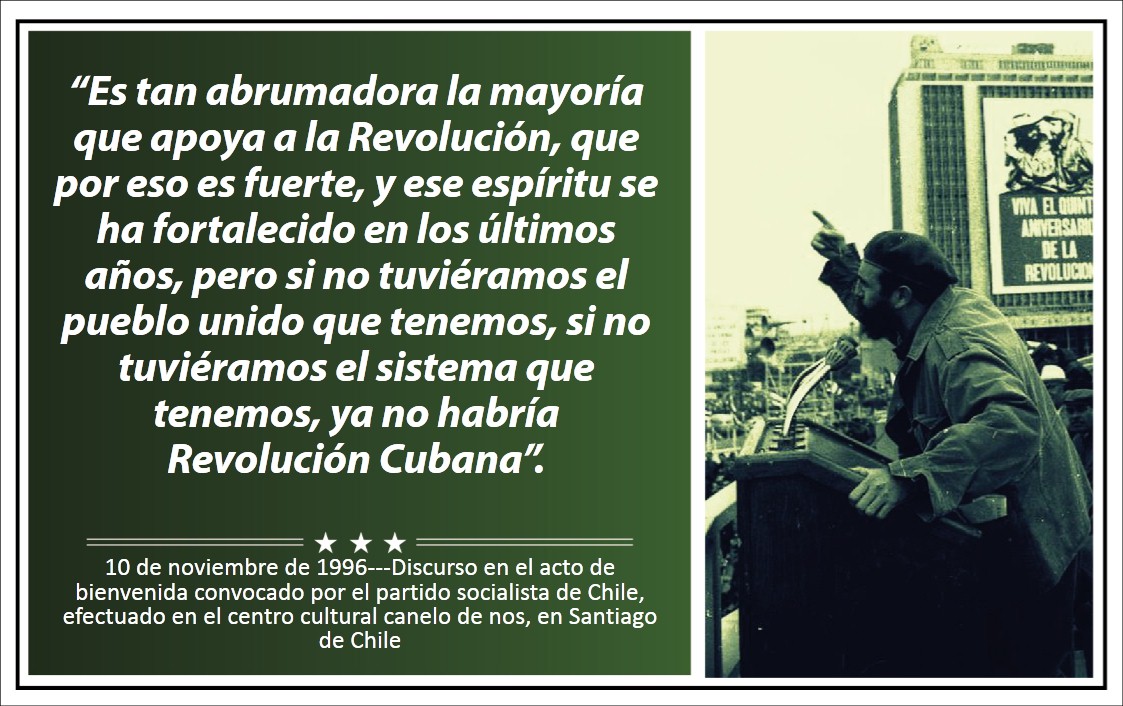 #FidelCastro pronuncia discurso en el acto de bienvenida convocado por el partido socialista de Chile, efectuado en el centro cultural canelo de Nos, en Santiago de Chile, 10 de noviembre del 1996 bit.ly/2PkIC fidelcastro.cu
#100AñosConFidel #Cuba #Revolución