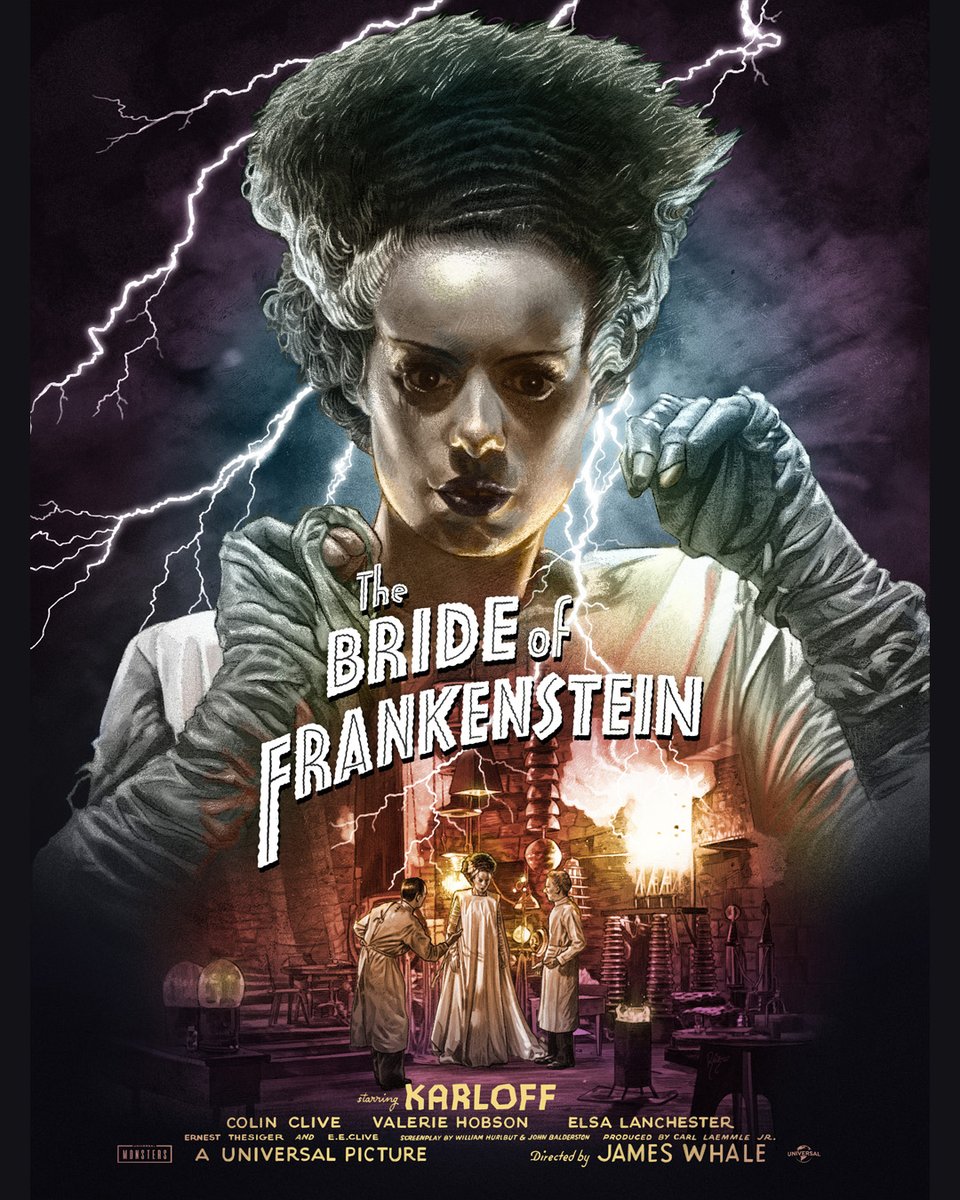 My officially licensed Universal Monster's "The Bride of Frankenstein" poster for <a href="/collectsideshow/">Sideshow Collectibles</a>
The color variant will be available soon, but you can already order the regular. I hope you like it!! 🎃⚡️💍
Orders: sideshow.com/collectibles/u…