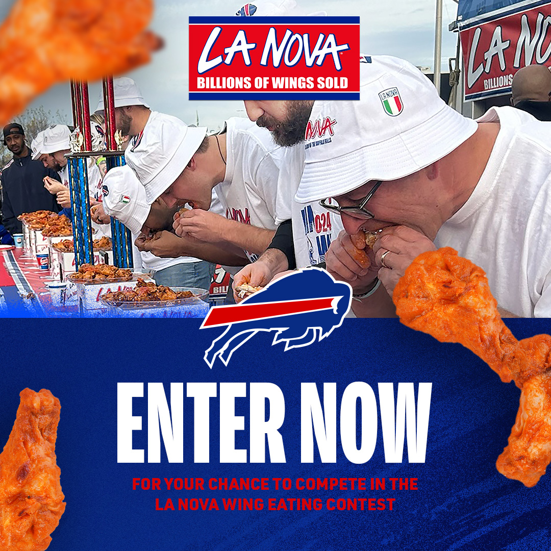 BuffaloBills's tweet photo. A true #BillsMafia dream!

A chance to win two tickets to this Sunday's game and an invite to compete in the @lanovawings wing eating contest before the game: https://t.co/J4VBRcNwBr https://t.co/WmfYuBomQp