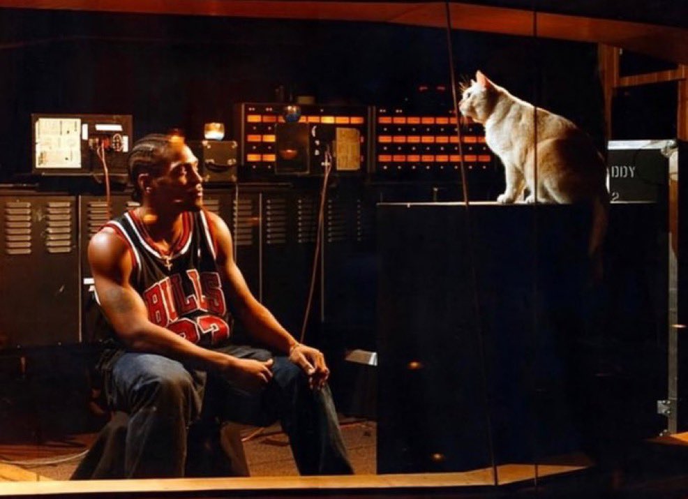 D’Angelo &amp; Jimi (the studio cat) at Electric Lady Studios, NY