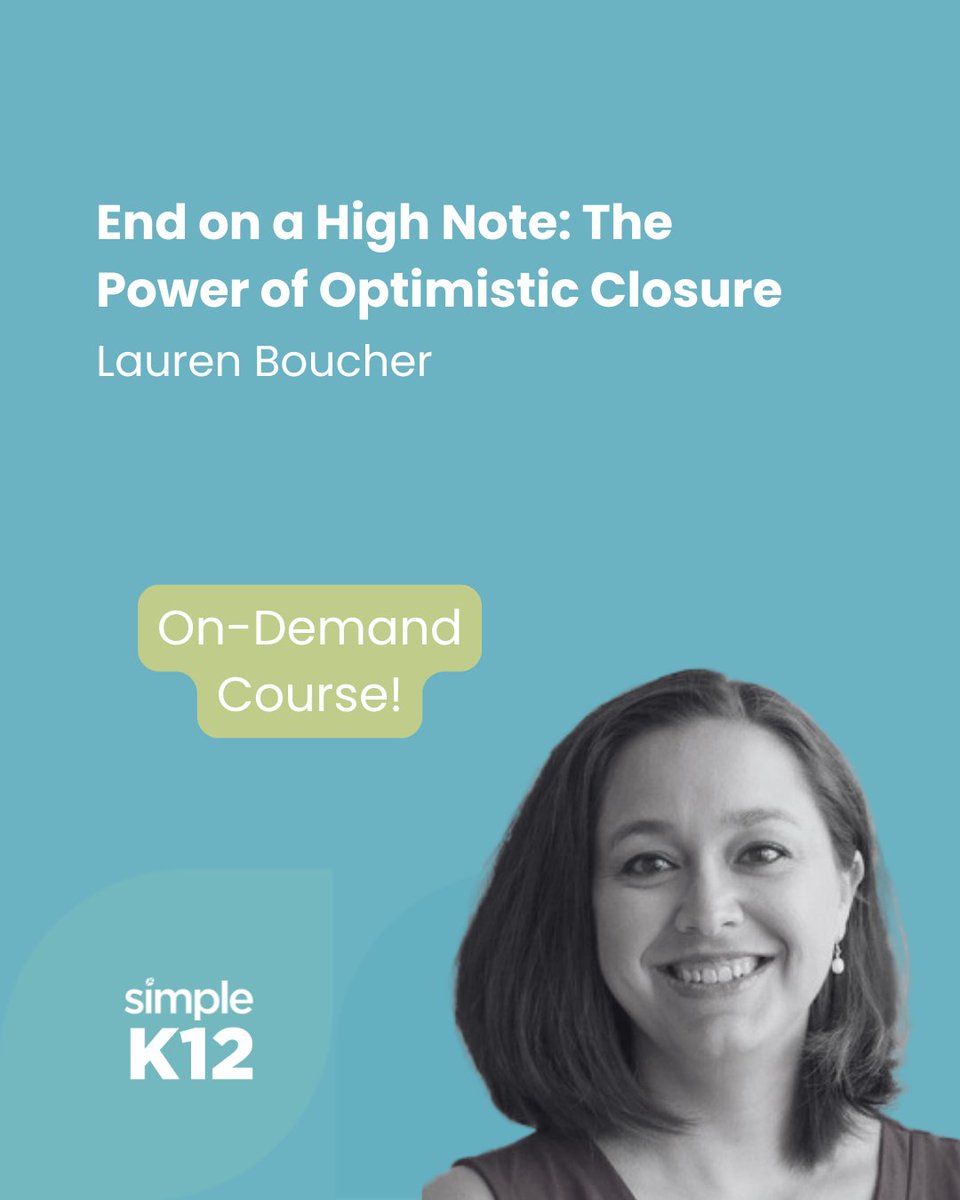 Did you know? 🤔 SimpleK12 has a library full of on-demand courses to help you grow anytime, anywhere! 
Check out “End on a High Note: The Power of Optimistic Closure”, a great reminder that how you wrap up the day can make all the difference. 🌟

bit.ly/49qRT9W
