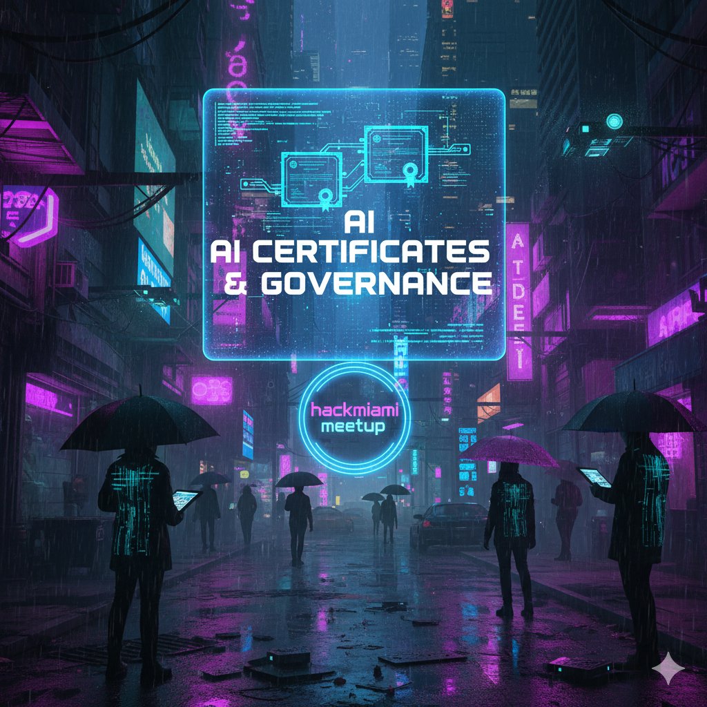 11-01-2025 Hackmiami Meetup AI Certificates &amp; Governance 
meetup.com/hackmiami/even… #hackmiami %27